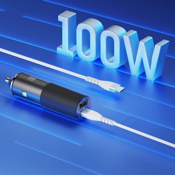 3MK Biloplader 100W USB-C USB-A Hyper - Sølv Silver