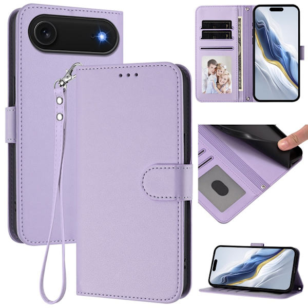 iPhone Air Plånboksfodral Läder med Handledsrem Lila