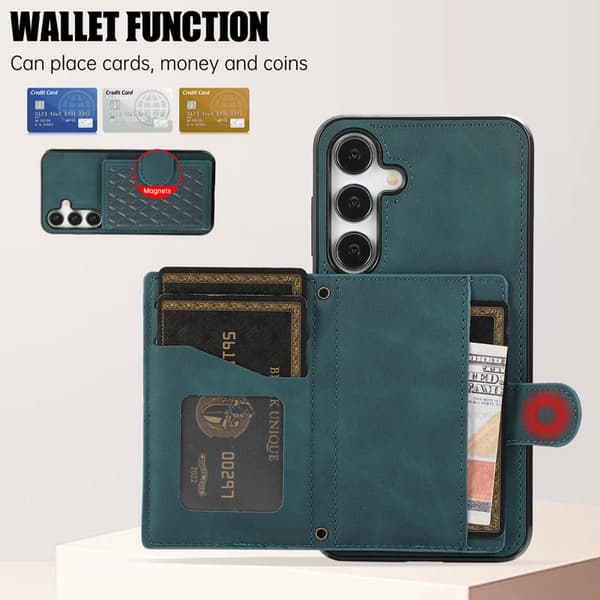 Mobilskal för Samsung Galaxy S26 Plus Kickstand TPU + PU - Grön