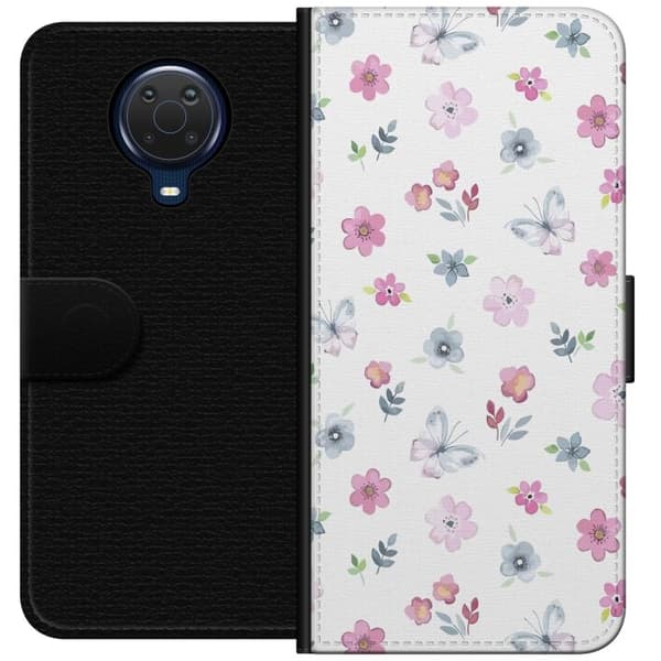 Nokia G20 Pung Taske med Blomster og Sommerfugle