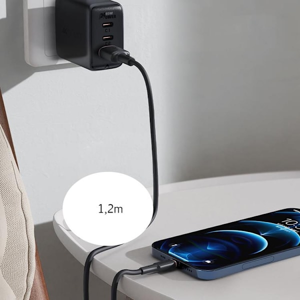 Acefast USB-A till Lightning kabel 1.2m - Svart Svart