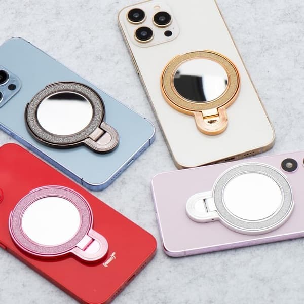 Mobiltelefonstativ CIRCLE MIRROR Stick-on - Sort Svart