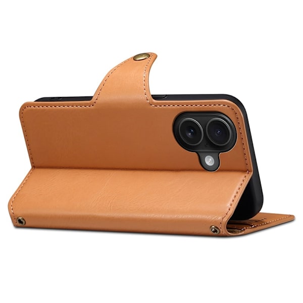 DENIOR iPhone 16 Plus Plånboksfodral Konstläder Khaki