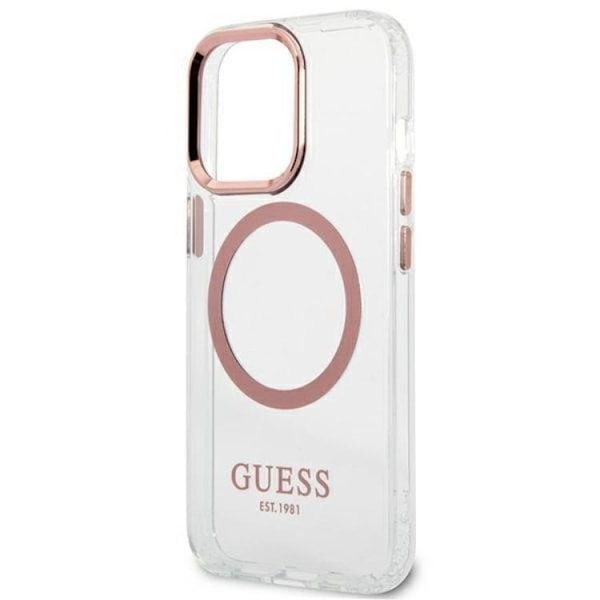 Guess iPhone 13 Pro Skal Magsafe Metal Outline - Rosa