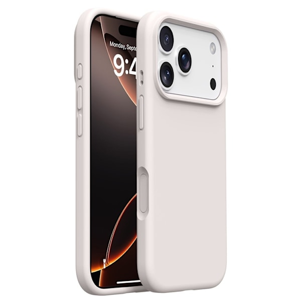 Mobilskal till iPhone 17 Pro Max Silikon Microfiber Lining Liquid Vit