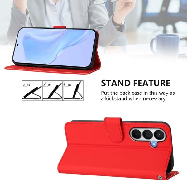 Samsung Galaxy S26/S26 Pro Plånboksfodral Konstläder - Klarröd
