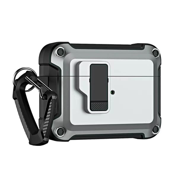 Airpods 4 Case Armor med karabinhage - Grå Grå