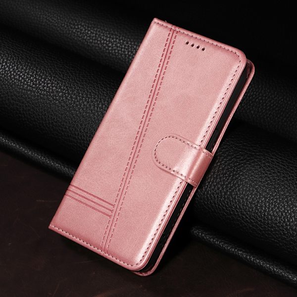 OnePlus 15 5G Plånboksfodral T-Shape Lines Konstläder Roséguld
