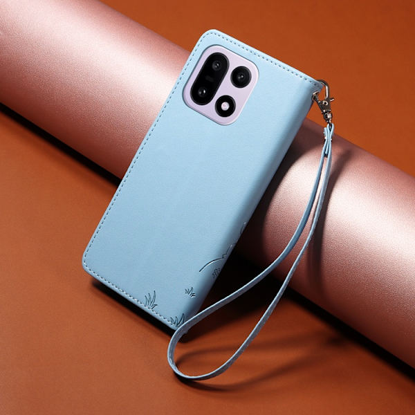 OnePlus 15 Konstläder Plånboksfodral RFID-Skydd Imprinted Dog Pattern Blå