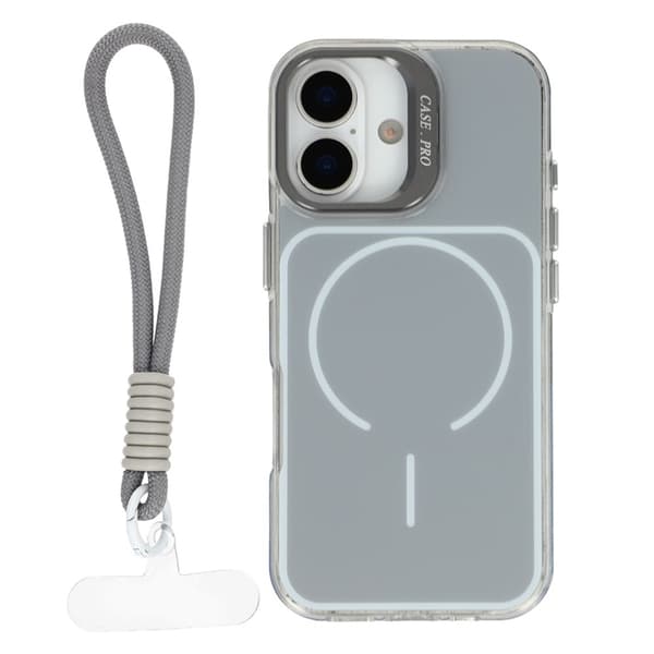 Mobilskal till iPhone 17 MagSafe med Matchande Handrem Lens Kickstand - Grå Grå
