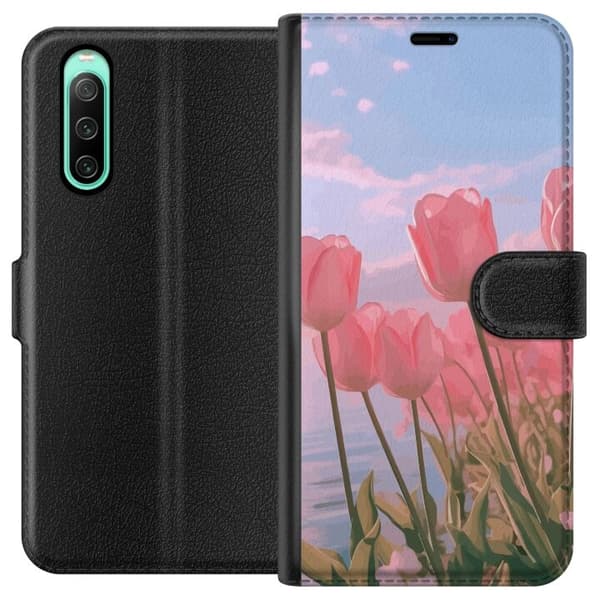Pungcover til Sony Xperia 10 IV med lyserøde tulipaner