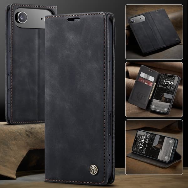 CASEME 013 iPhone Air Case Plånboksfodral Konstläder - Svart