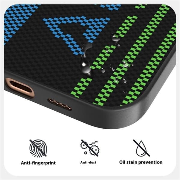 ABEEL Mobilskal till iPhone 16 Pro Max MagSafe Tryckt PC TPU Läder Svart