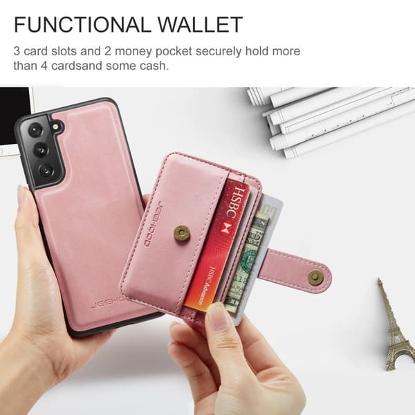 JEEHOOD Detachable Konstläder Plånboksfodral Samsung Galaxy S20 Plus 4G/5G Rosa