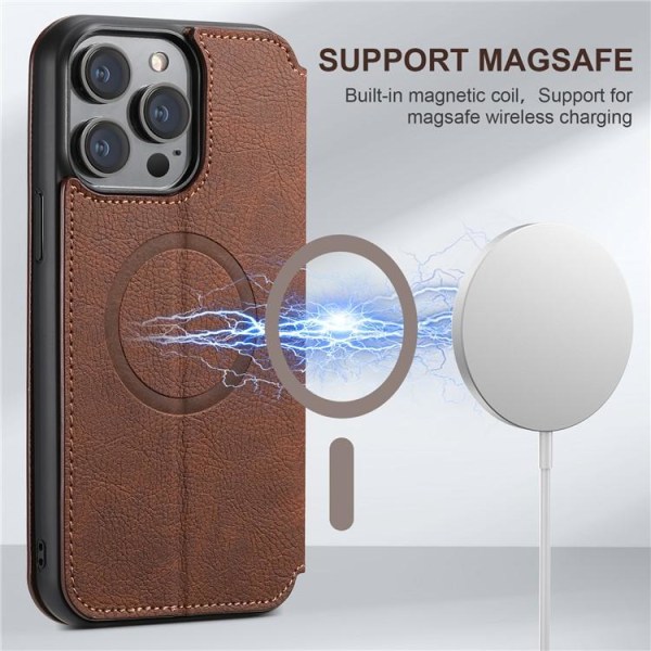 SUTENI iPhone 14 Pro Max Plånboksfodral Magsafe - Brun