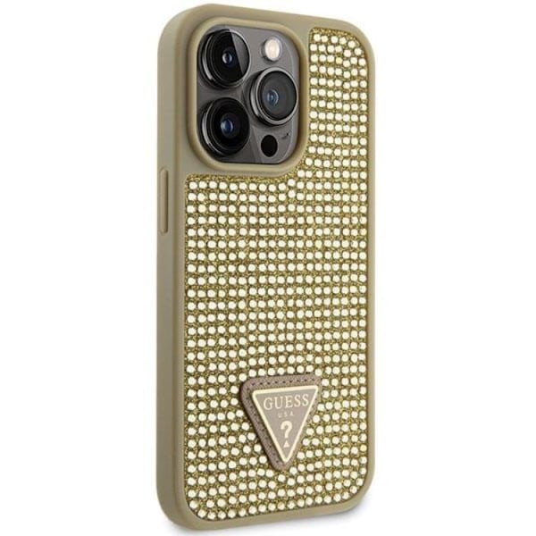 Guess iPhone 14 Pro Max Mobilskal Rhinestone Triangle - Guld