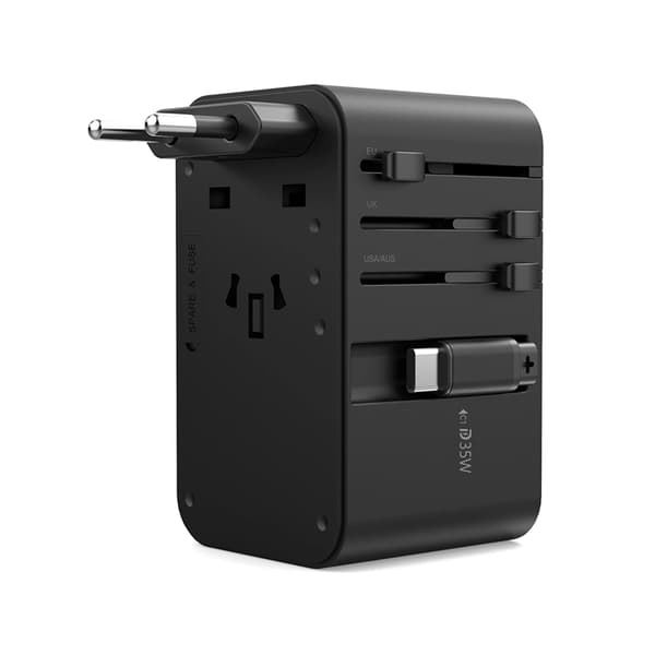 Chotech Väggladdare Reseadapter 70W Med Built-In USB-C Kabel Svart