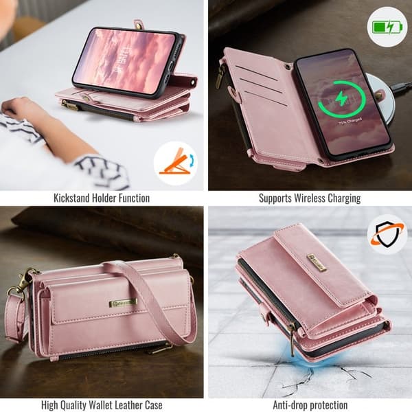 CASEME iPhone 11 Konstläder Plånboksfodral med RFID-Skydd - Rosa