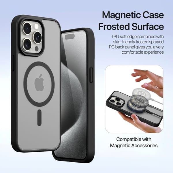 DUX DUCIS Lawa iPhone 15 Pro Max Plånboksfodral Äkta läder - Svart