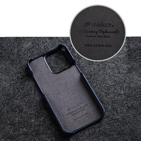 MELKCO Mobilskal för iPhone 15 Pro Max, Äkta läder och PC, Grå