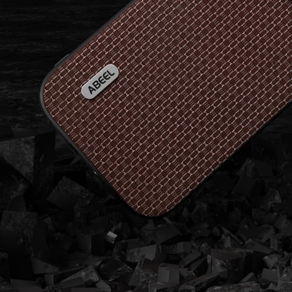 ABEEL Mobilskal till iPhone 14 Pro Max Äkta Läder Coated PC+TPU Brun