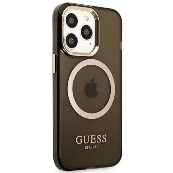 GUESS iPhone 13 Pro Max Case MagSafe Gold Outline läpikuultava -