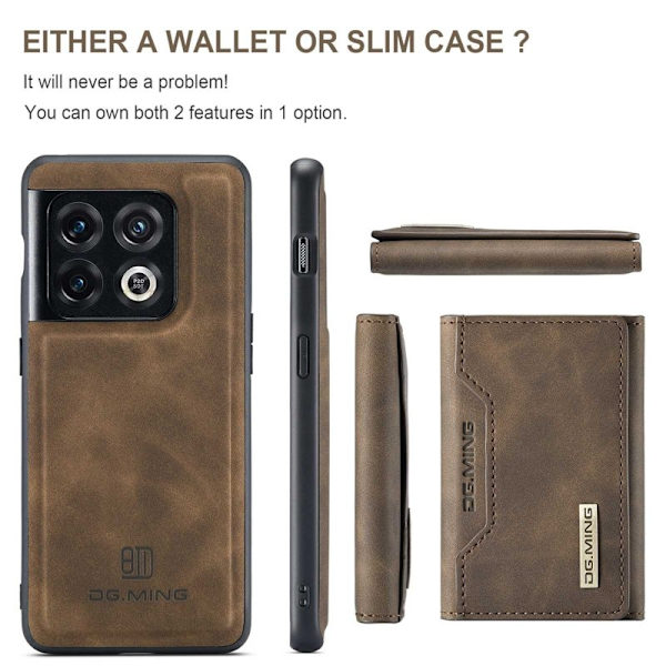 DG.MING OnePlus 10 Pro 5G Konstläder Plånboksfodral Magnetisk Brun