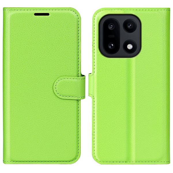 OnePlus 15 5G Plånboksfodral Litchi Shockproof Konstläder Grön