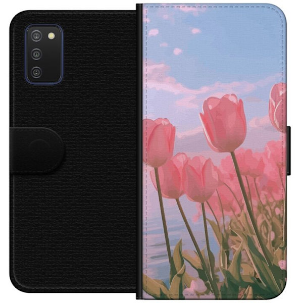 Pungcover til Samsung Galaxy A03s med lyserøde tulipaner