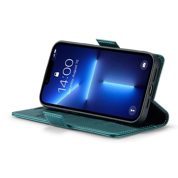 CASEME Plånboksfodral Konstläder iPhone 13 Pro Max RFID-Skydd Grön