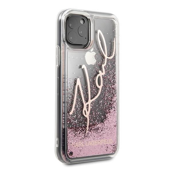 Karl Lagerfeld Cover iPhone 11 Pro Max Glitter Signature - Pink G Yellow
