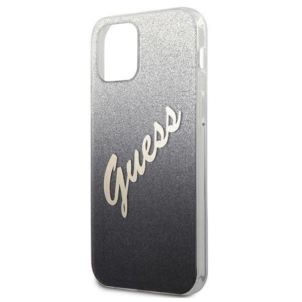 Guess Skal iPhone 12 Mini Glitter Gradient Script - Sort Black