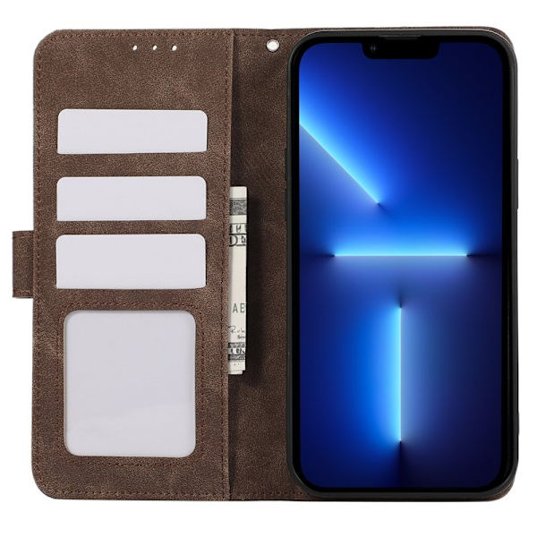 ABEEL iPhone 13 Pro Plånboksfodral RFID-Skydd Splicing Konstläder - Brun