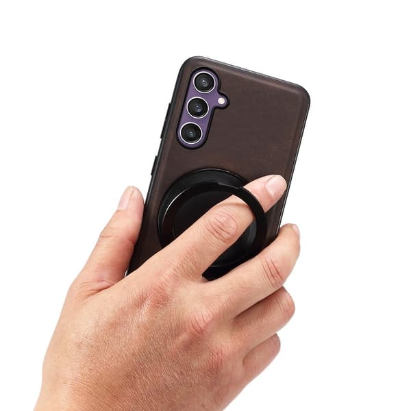 DENIOR Mobilskal till Galaxy S23 FE Magnetisk Ställning Läder PC TPU - Brun