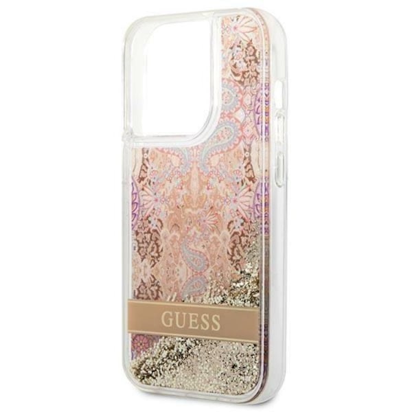GUESS iPhone 14 Pro Max Skal Paisley Liquid Glitter - Guld