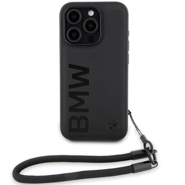 BMW iPhone 15 Pro Max Mobilskal Signature Läder Wordmark Cord Svart