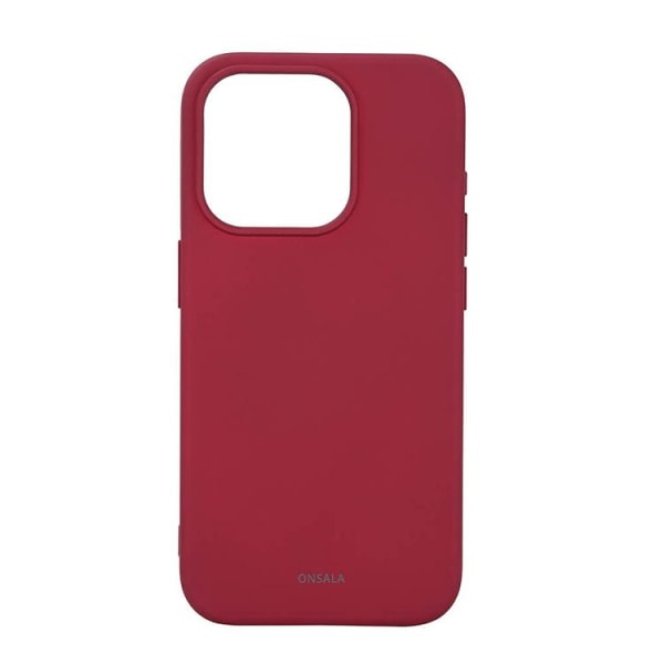 Ale iPhone 15 Pro Mobile Case Magsafe Silicone - Tummanpunainen