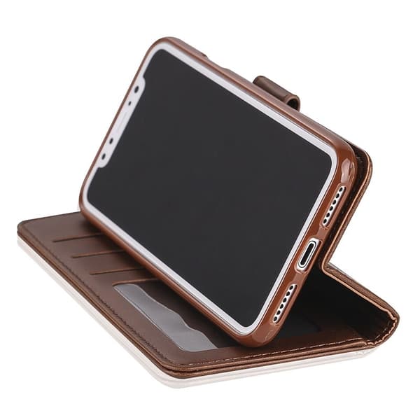 LC.IMEEKE Wallet Stand Mobilskal KonstLäder - Brun för iPhone X/10