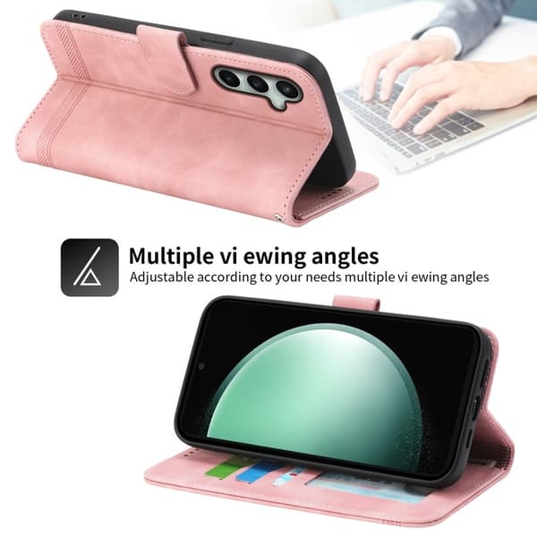 DIERFENG DF-03 Plånboksfodral för Samsung Galaxy S24 FE - Konstläder - Rosa