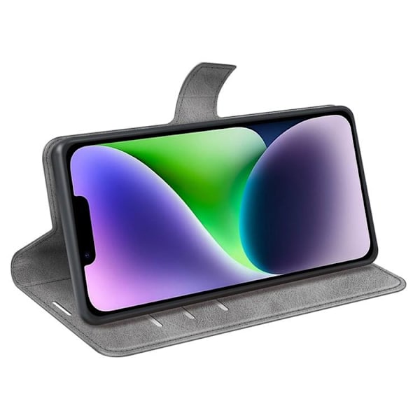iPhone 15 Plus Plånboksfodral Calf Flip Folio - Grå Grå