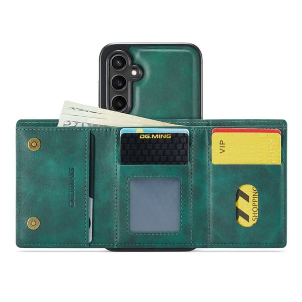 DG.MING M6 Series Konstläder Plånboksfodral för Samsung Galaxy S25+ - Grön