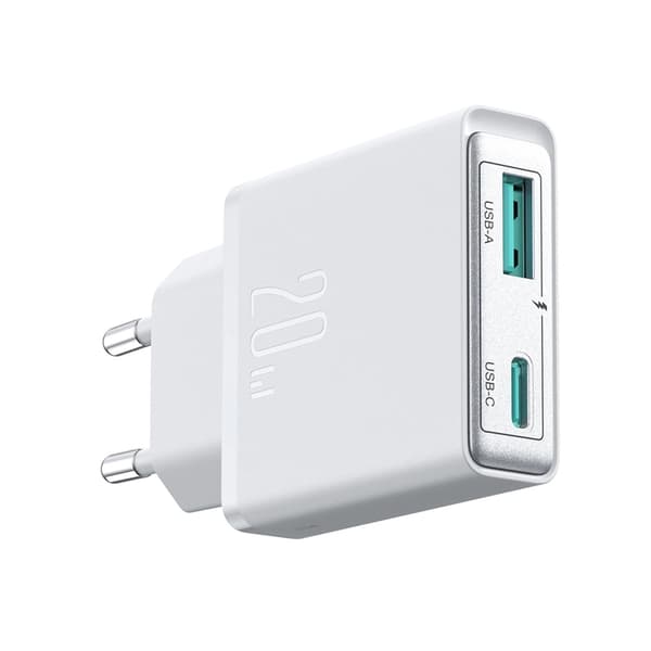 Joyroom Hurtigoplader 20W USB-A - USB-C Super Slim - Hvid Vit