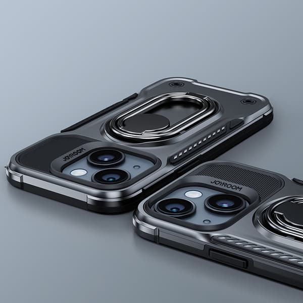 Joyroom iPhone 14 Kuori Renkaanpidike Dual Hinge - Musta Black