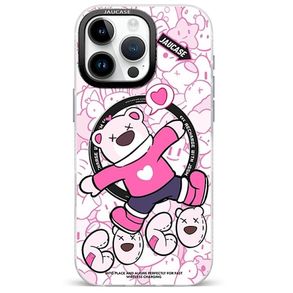 JAUCASE Mobilskal till iPhone 16 Pro Max MagSafe - Lying Bear Rosa