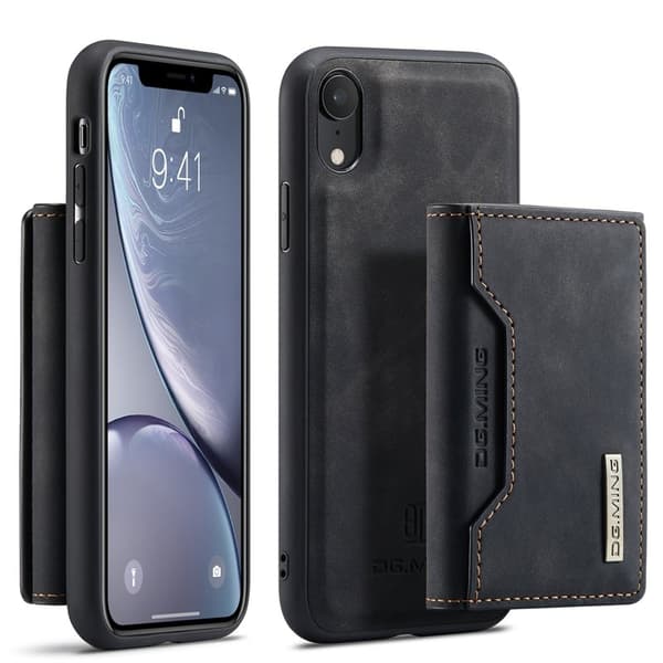 DG.MING 2 in 1 Magnetisk Konstläder Plånboksfodral iPhone XR - Svart