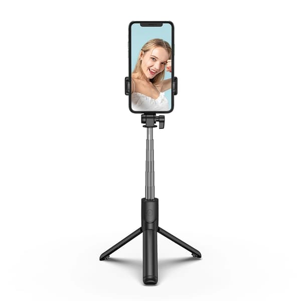 Selfiestick Teleskopstativ 1m med Telefonhållare - Svart