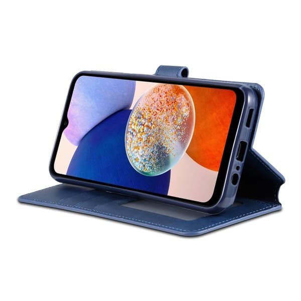 AZNS Samsung Galaxy A14 Plånboksfodral Konstläder - Blå