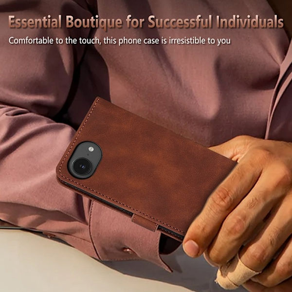AZNS iPhone 16e Plånboksfodral Konstläder - Brun
