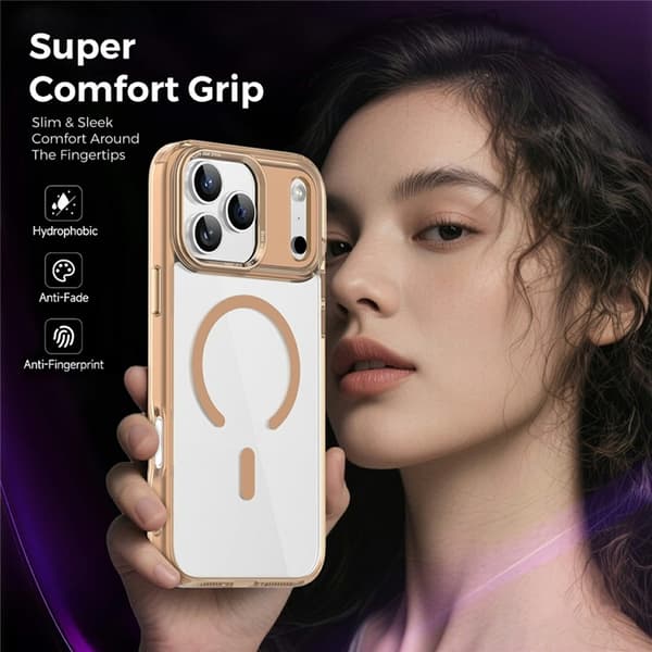 Mobilskal till iPhone 17 Pro Max MagSafe Transparent TPU+PC - Guld Guld