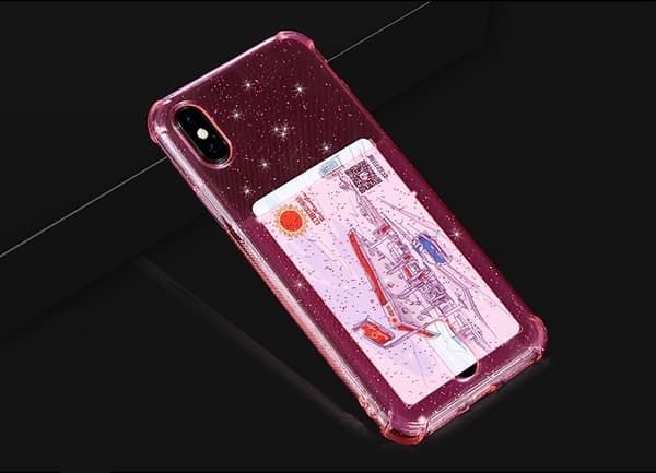 Flexicase Skal med Kortplats till iPhone 7 Plus & iPhone 8 Plus Rosa